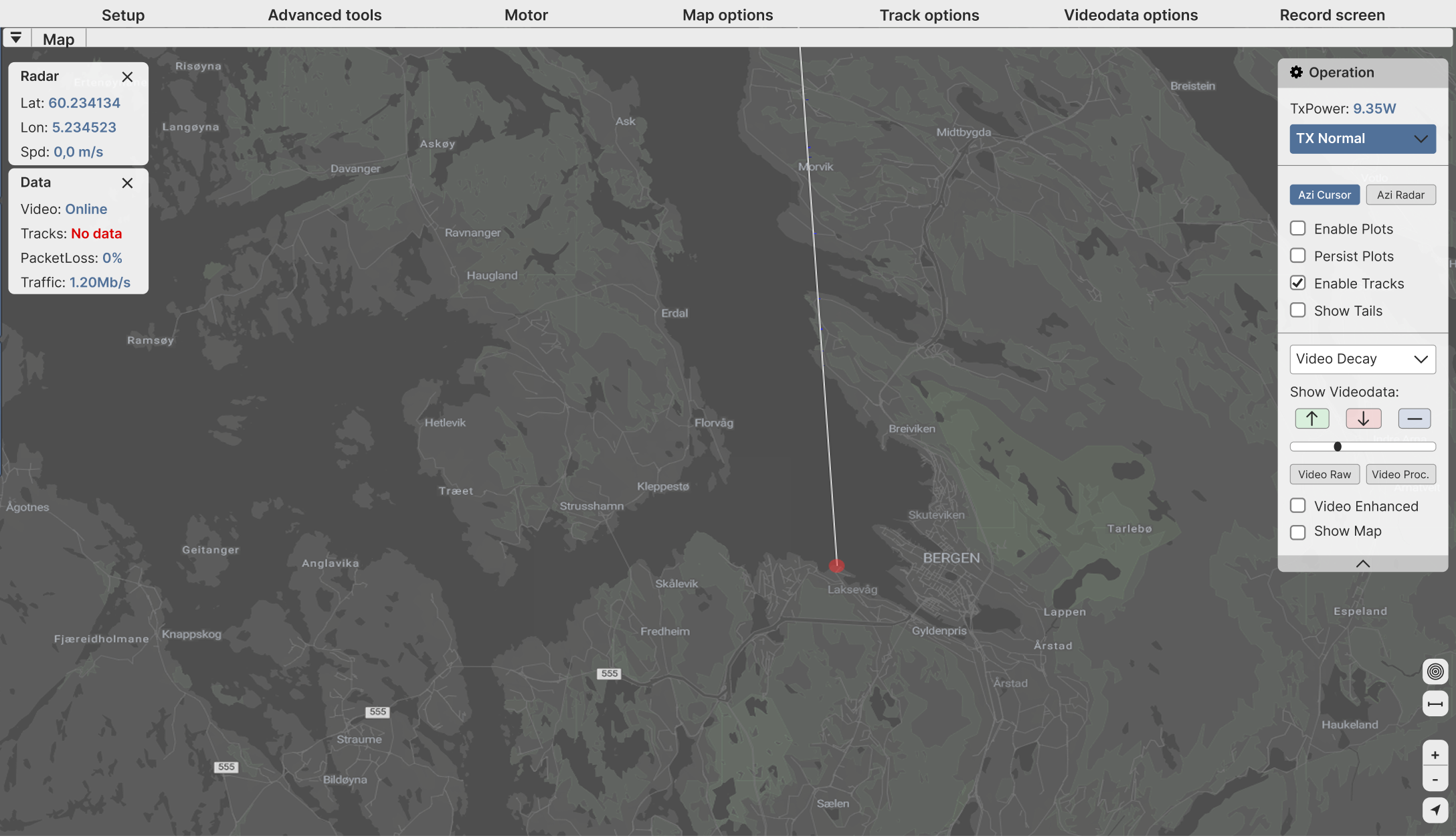 Figma prototype of radar display in light mode