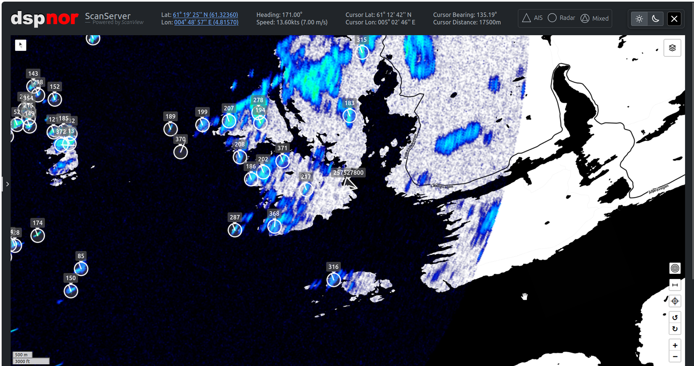 Frontend web coding of radar display