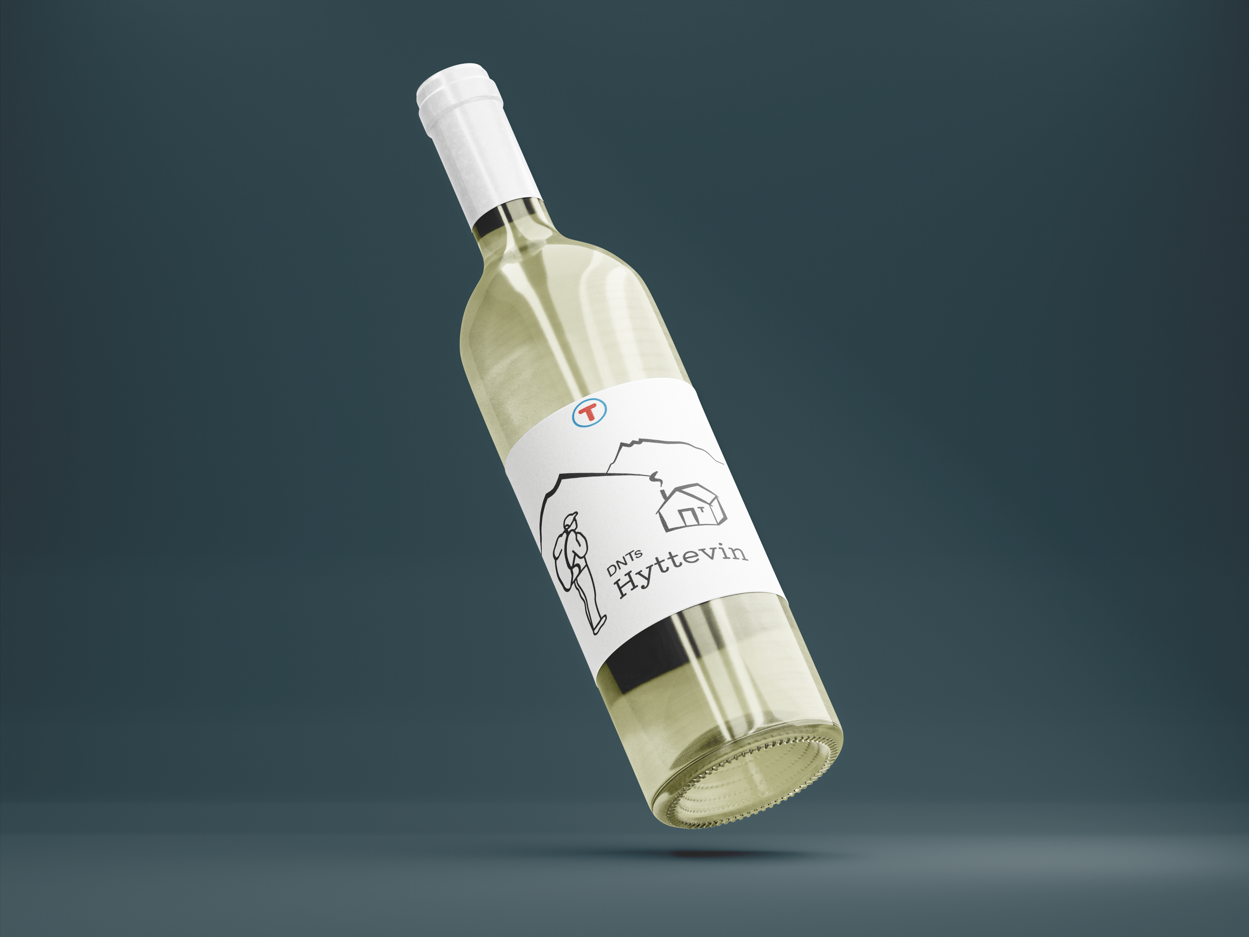 White wine bottle with DNT label design