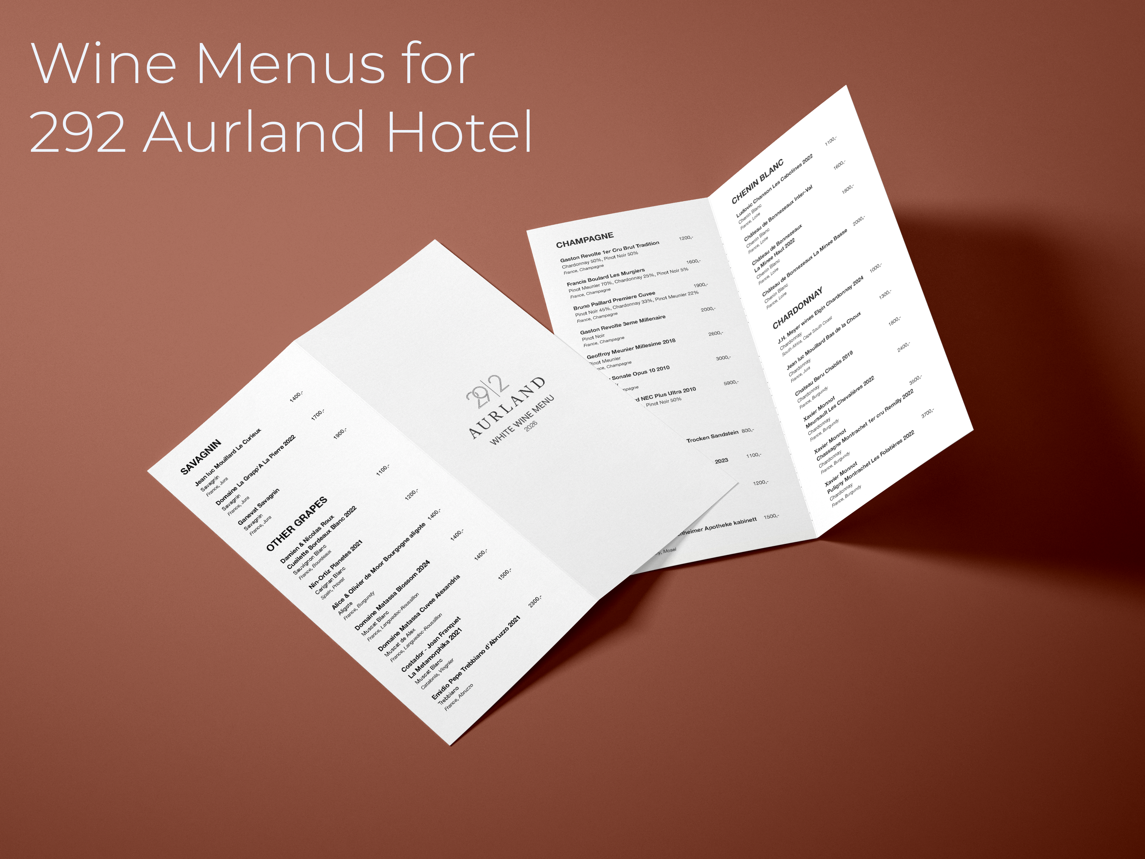Wine menus for 292 Aurland